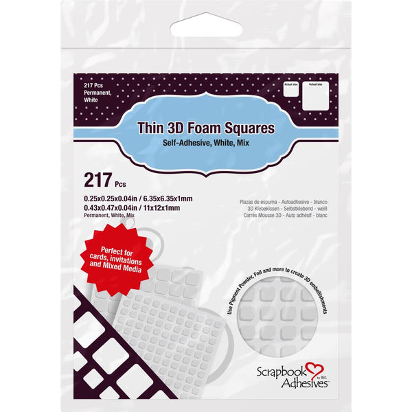 White 3D Thin Foam Mixed Squares