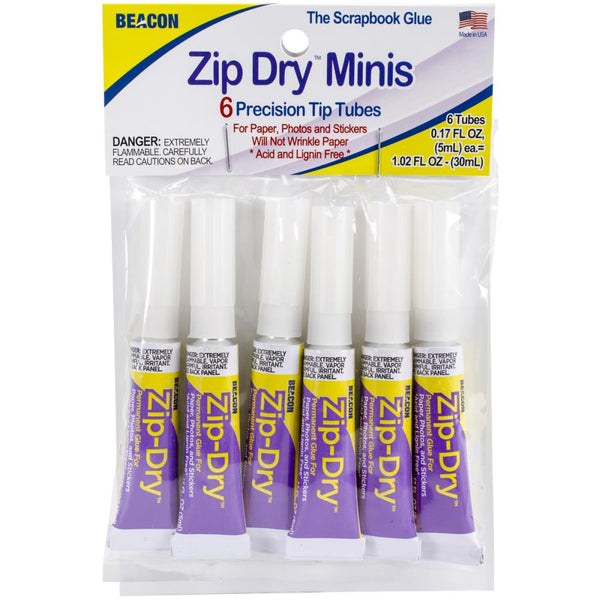 Mini Zip Dry Permanent Adhesive 5mL Tubes {6pk}