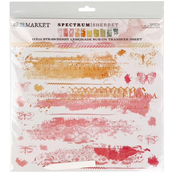 Spectrum Sherbet Strawberry Lemonade 12x12 Rub-On Sheet