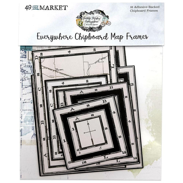 Map Coordinates Adhesive-Backed Chipboard Frame Set | Everywhere