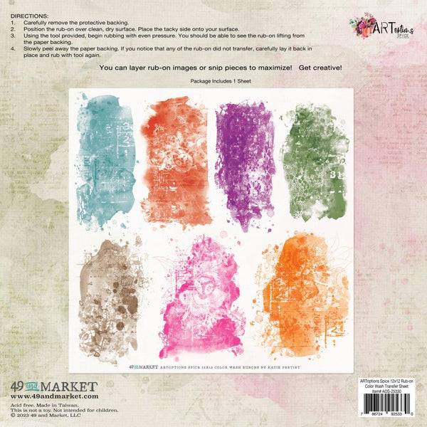 ArtOptions Spice 12x12 Color Wash Rub-On Sheet