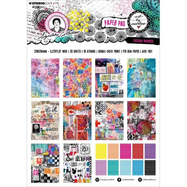 Postage Madness Solids A4 Paper Pad | Art by Marlene