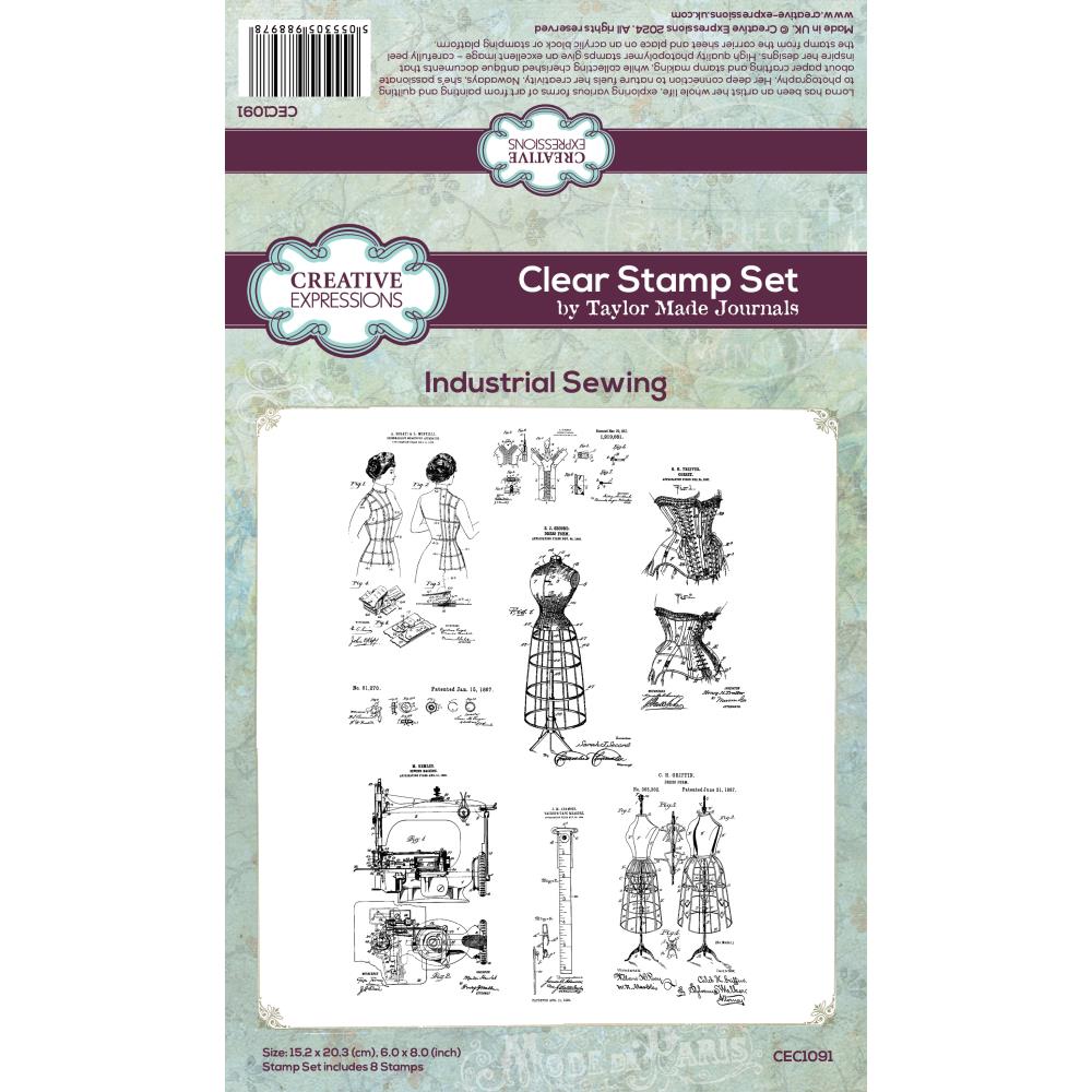Industrial Sewing 6x8 Clear Stamp Set | Taylor Made Journals