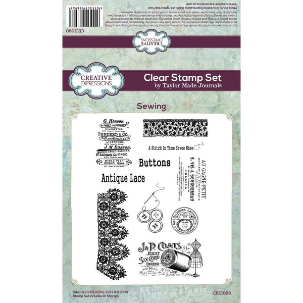 Sewing 6x8 Clear Stamp Set | Taylor Made Journals