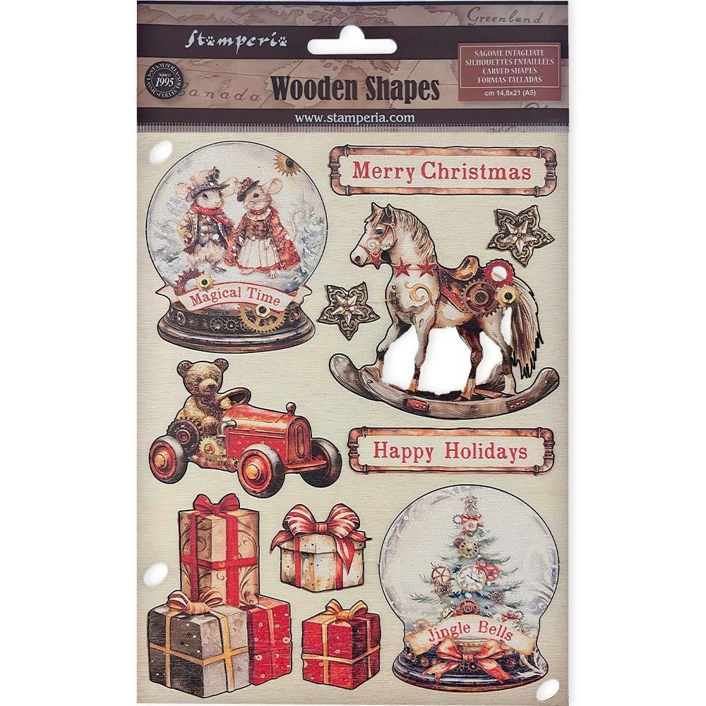 Snowglobes A5 Colored Wooden Shapes | Gear Up For Christmas