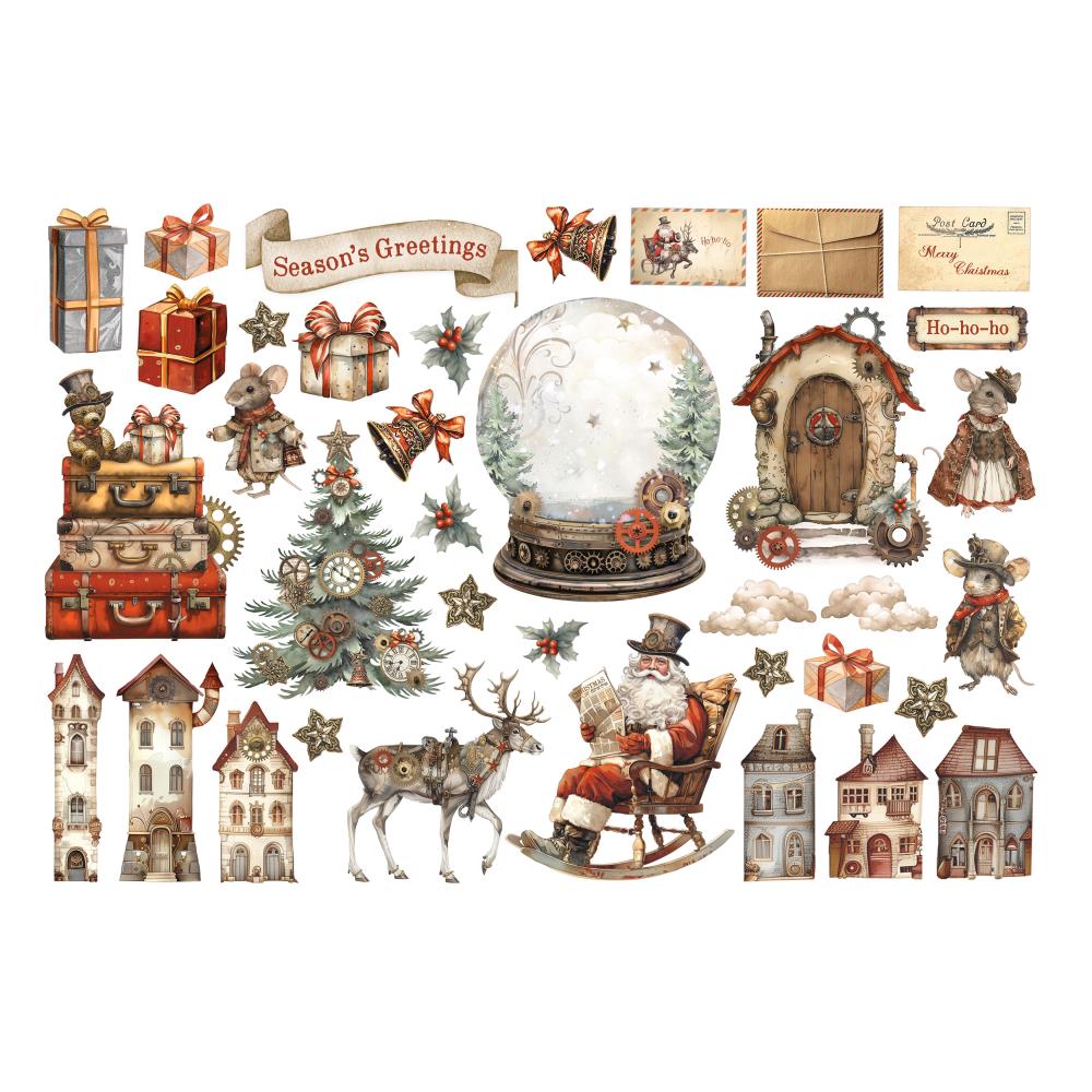 Gear Up For Christmas Adhesive Cardstock Ephemera