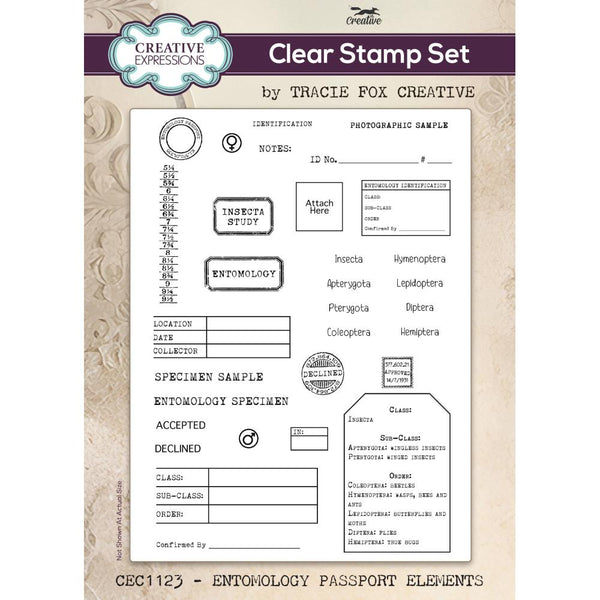 Entomology Passport Elements 6x8 Clear Stamp Set | Tracie Fox {preorder}