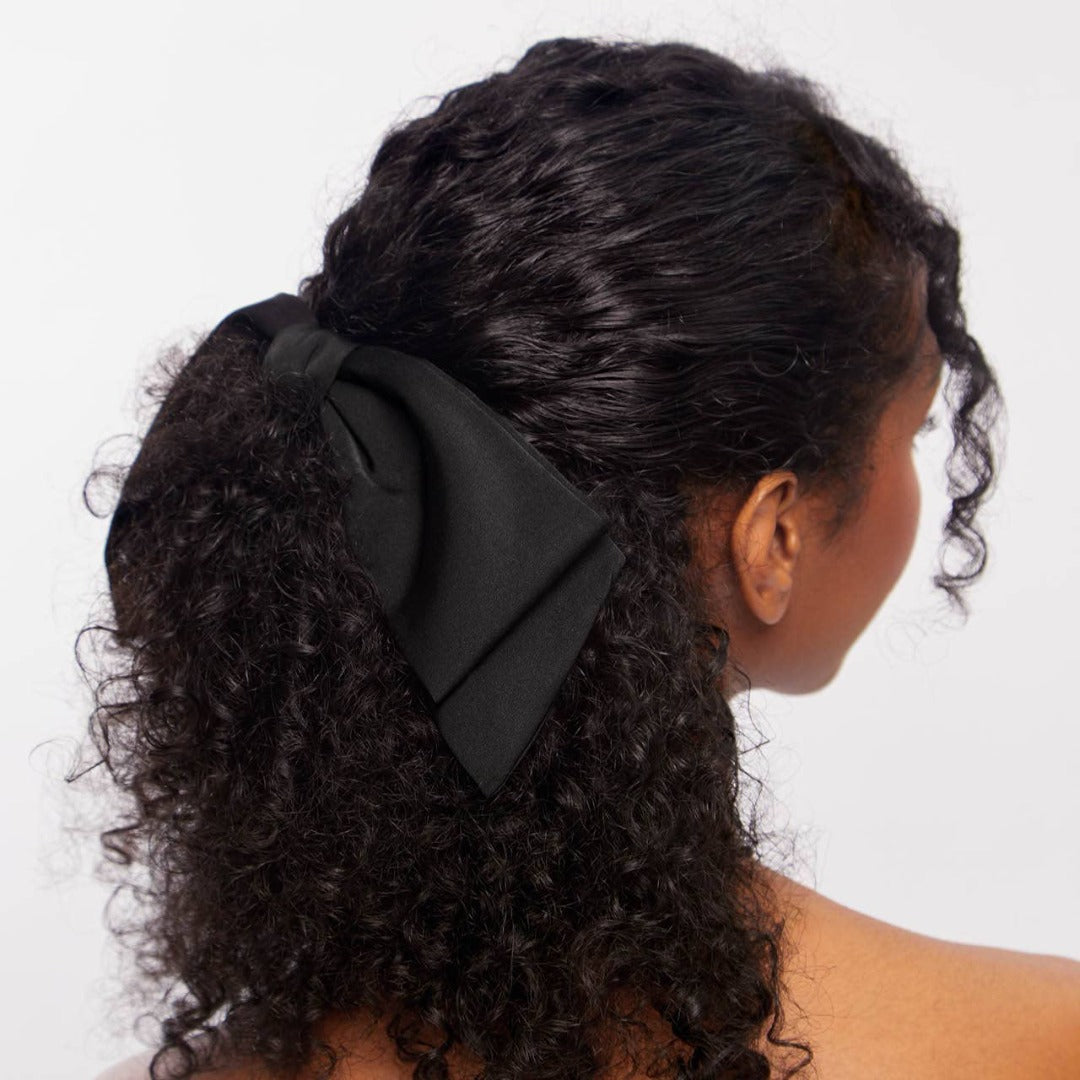 Black Recycled Fabric Bow Hair Clip