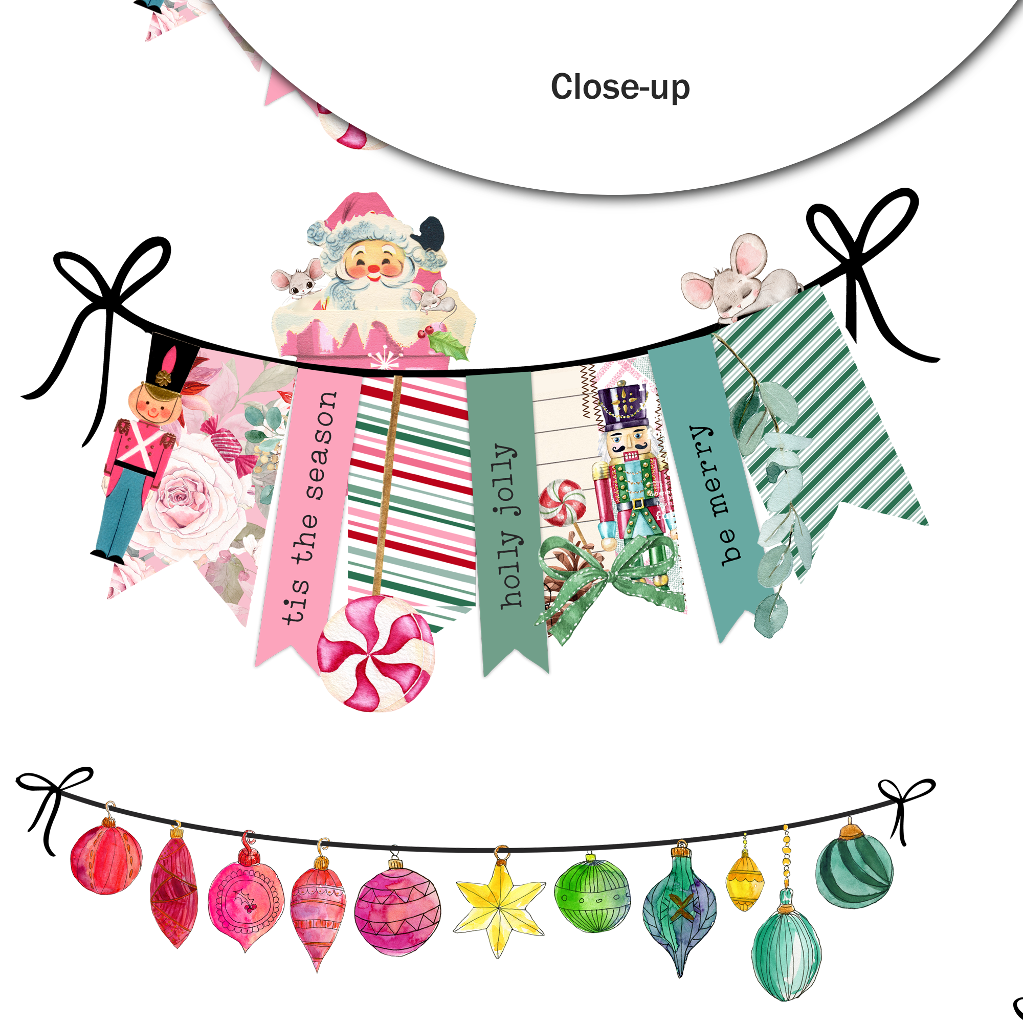 Fruit Cake Christmas Banners Ephemera Cutout