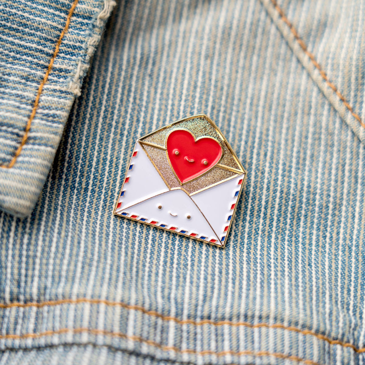 Send Love Snail Mail Envelope with Heart Enamel Pin