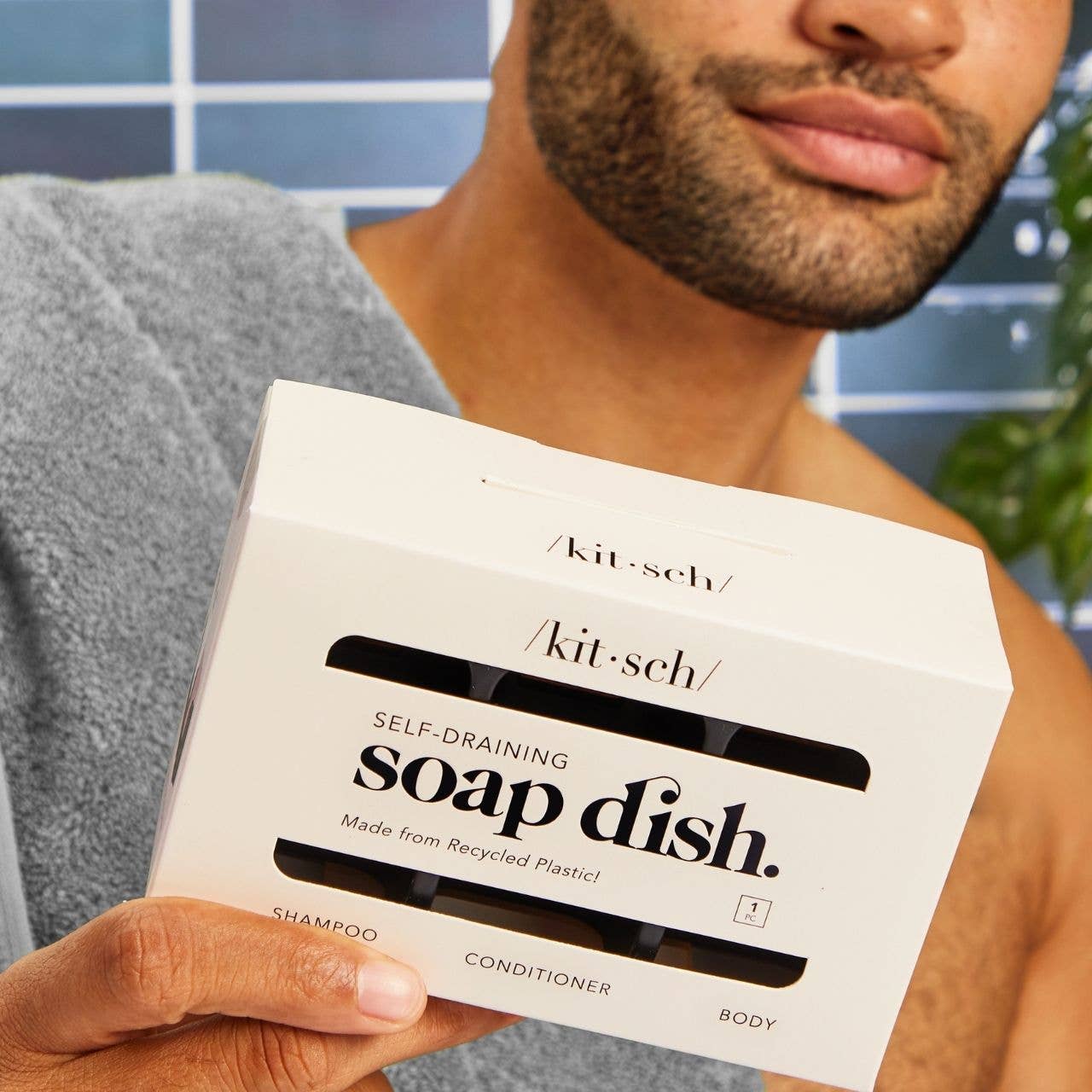 Black Self-Draining Soap Dish