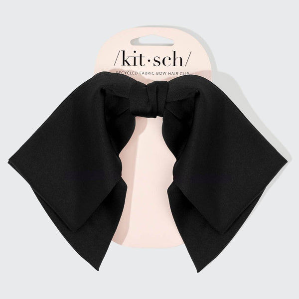 Black Recycled Fabric Bow Hair Clip