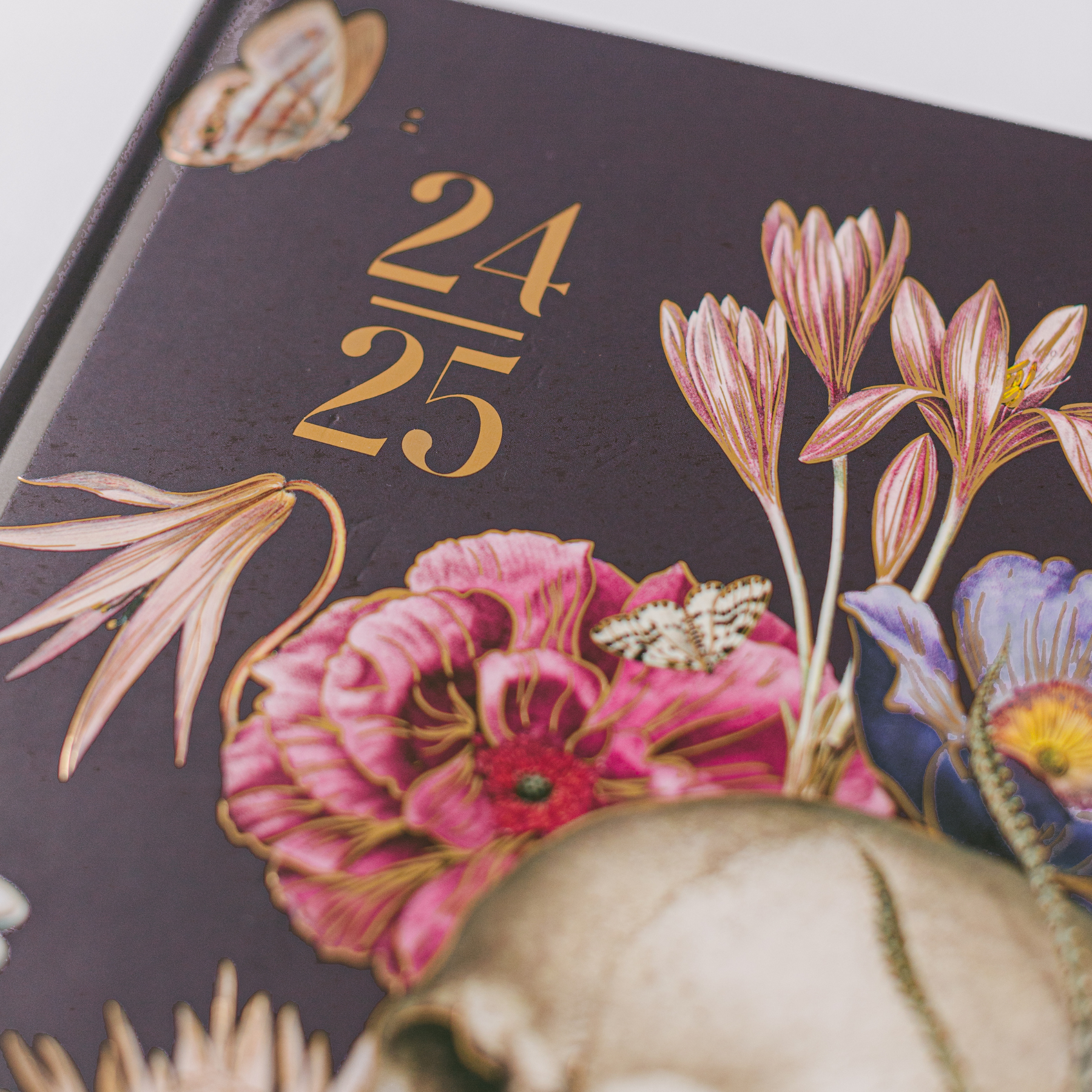 2025 Collage Floral Skull 17-Month Large Bound Planner {clearance}