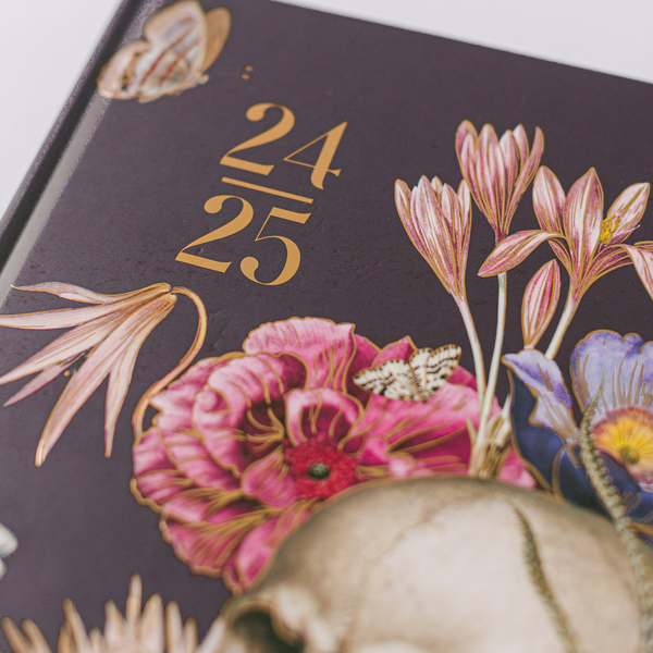 2025 Collage Floral Skull 17-Month Large Bound Planner {clearance}