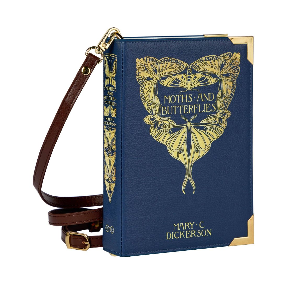 Moths and Butterflies Book Art Crossbody Handbag