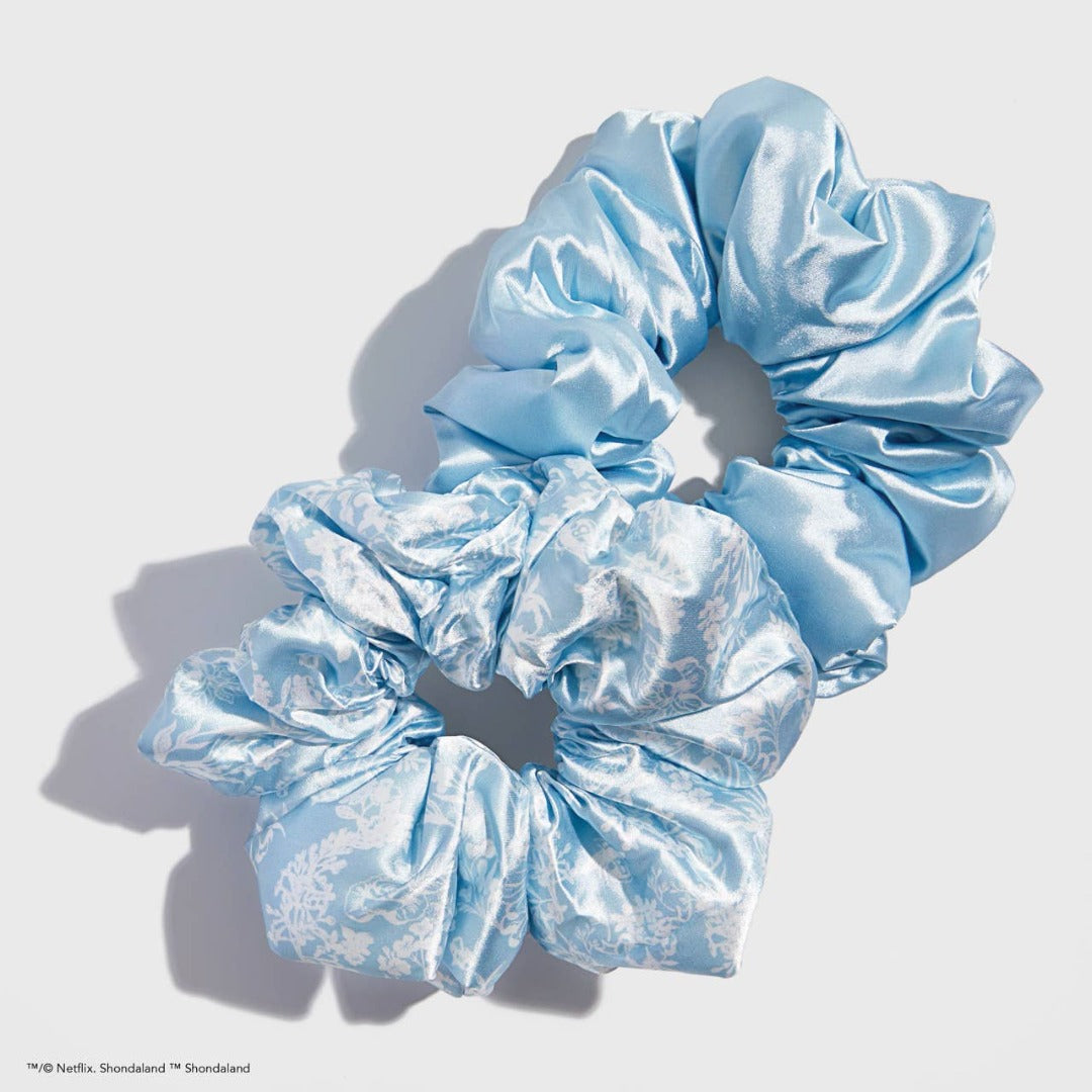 Bridgerton Toile De Blue Satin Pillow Scrunchies