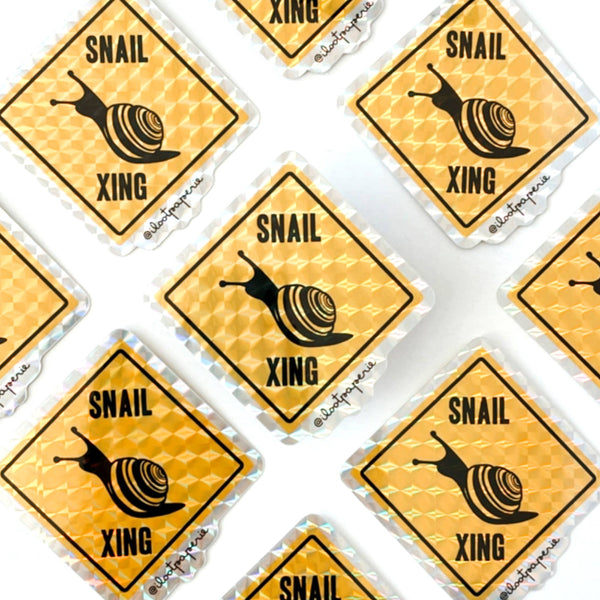 Snail Xing Crossing Prismatic Sticker