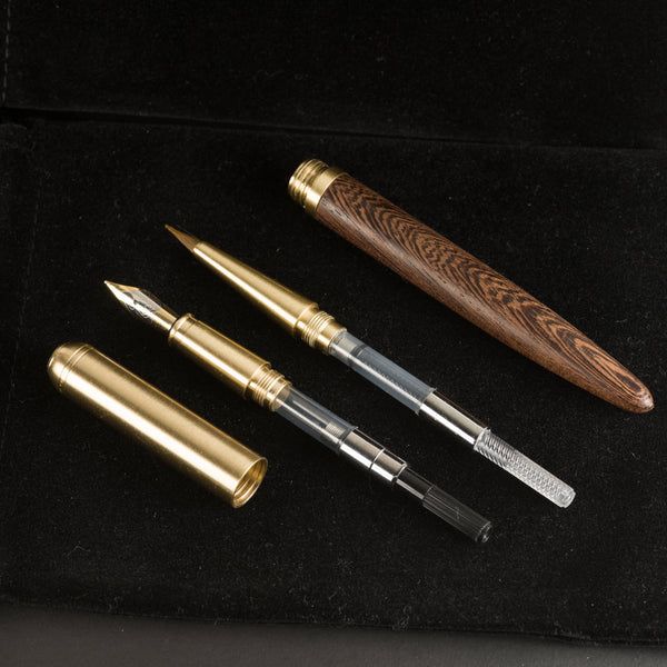 Wooden 2-in-1 Fountain Pen with Calligraphy Brush Insert