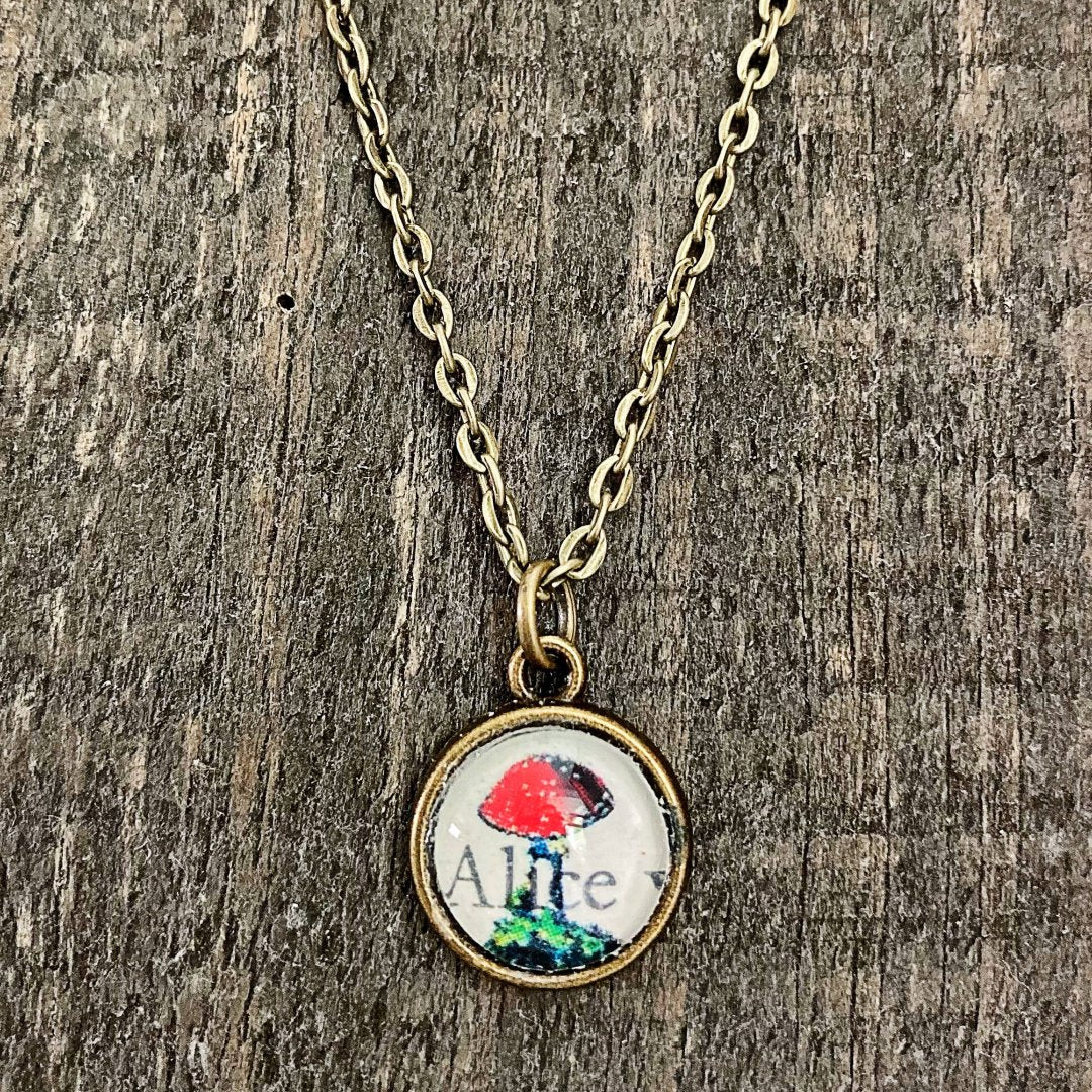 Alice in Wonderland Mushroom Storybook Necklaces