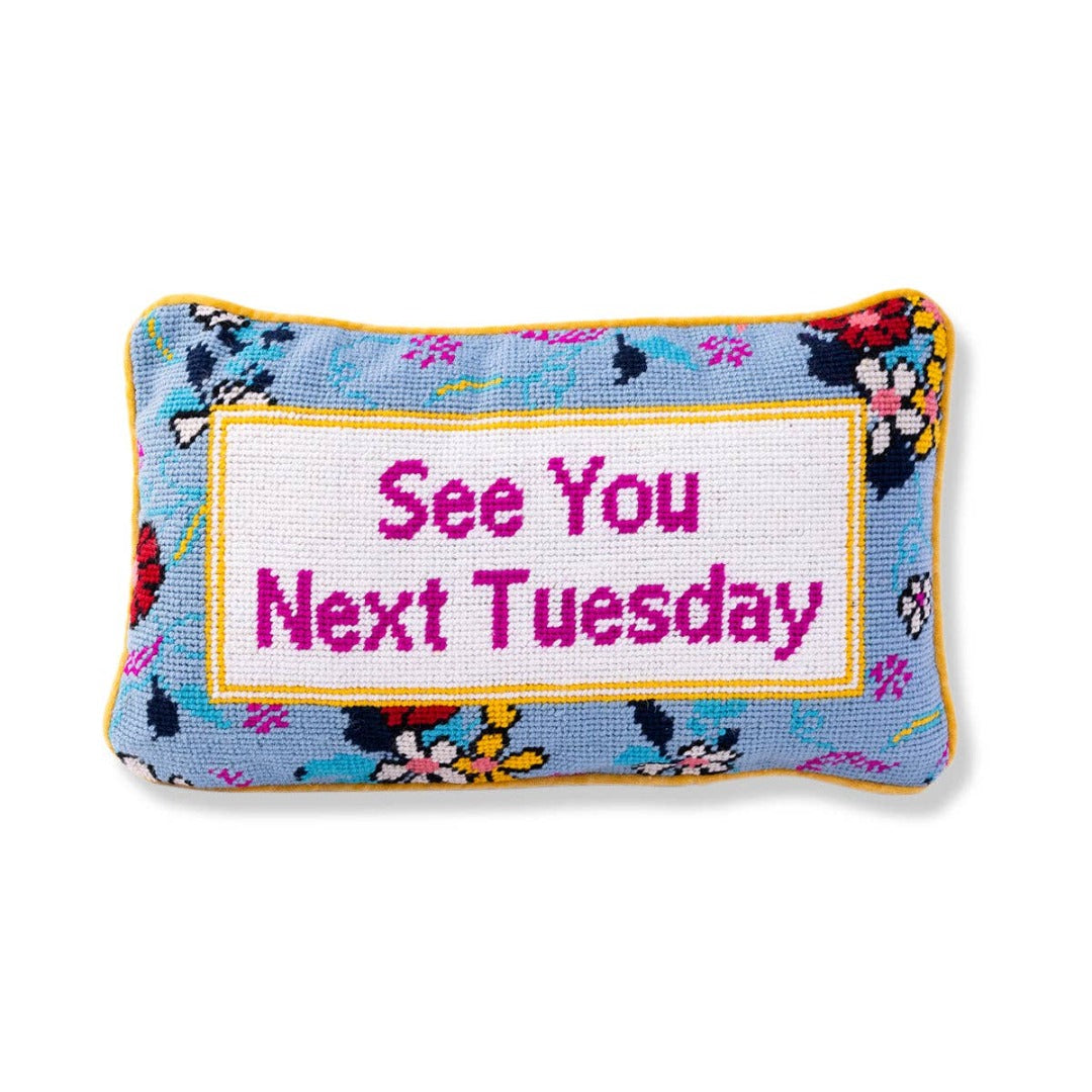 Next Tuesday Needlepoint Throw Pillow