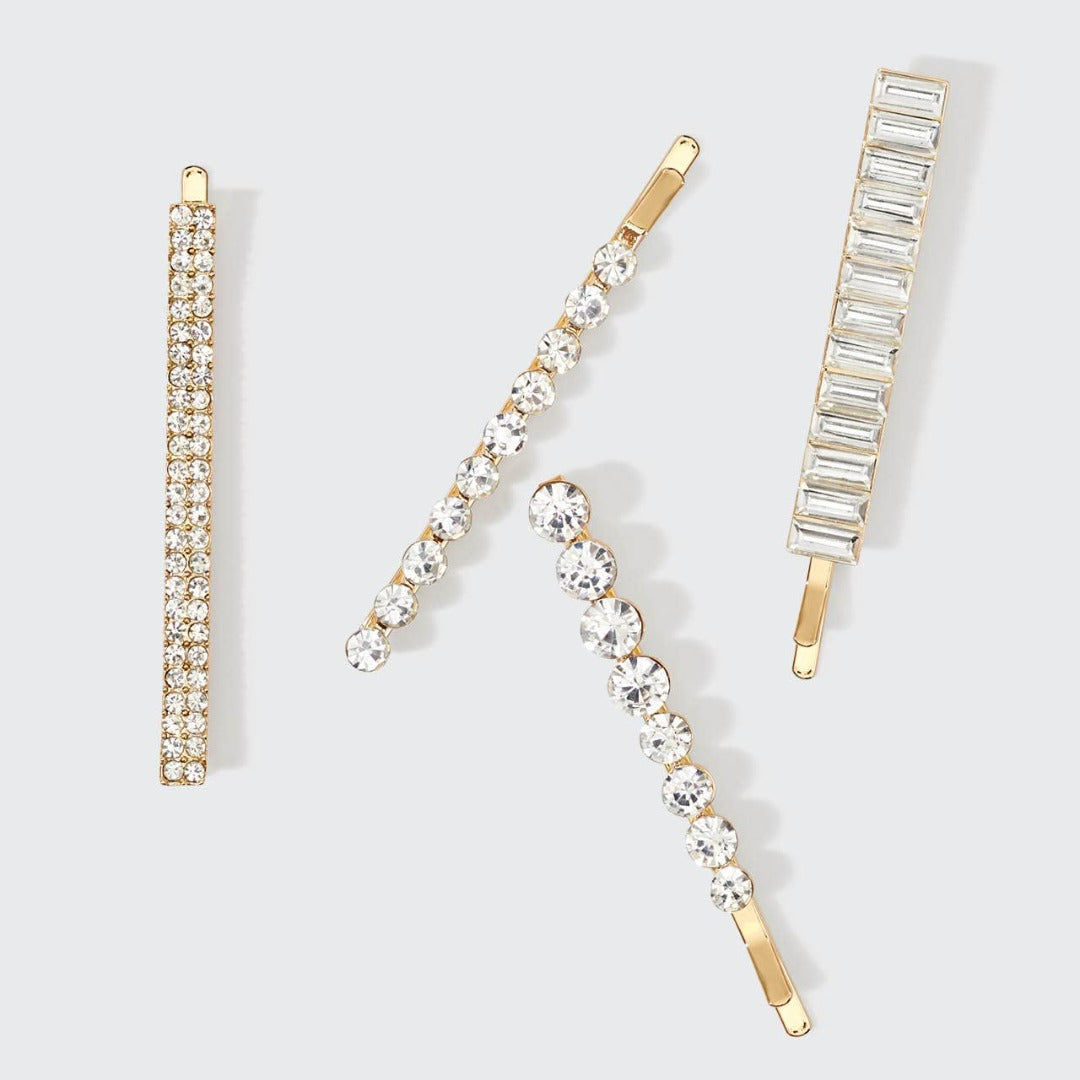 Gold + Rhinestone Bobby Pin Set