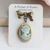 Green Lady Cameo Locket Brooch