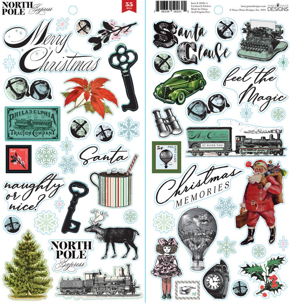 North Pole Express Cardstock Stickers