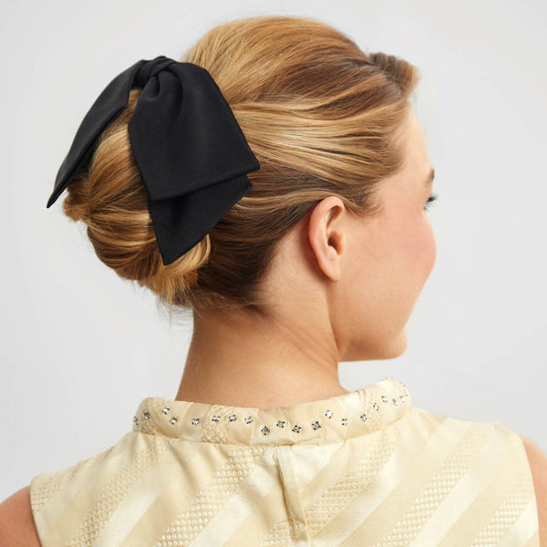 Black Recycled Fabric Bow Hair Clip