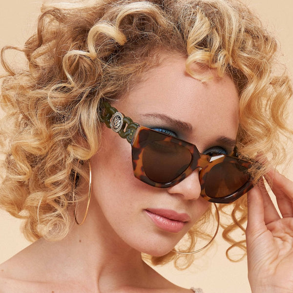 Luxe Zelia Tortoiseshell + Olive Sunglasses