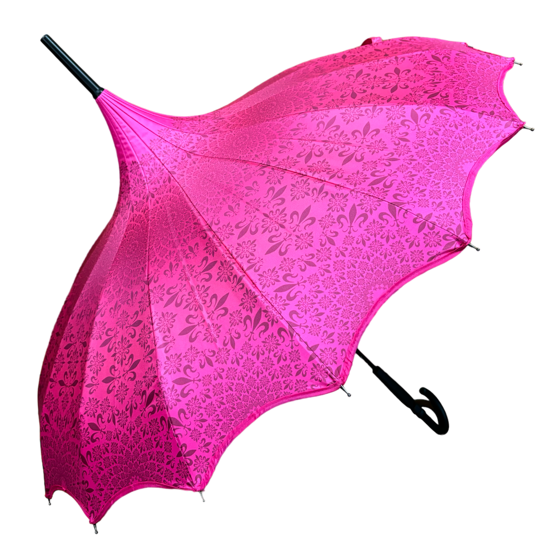 Pink Scalloped Edge Boutique Patterned Pagoda Umbrella