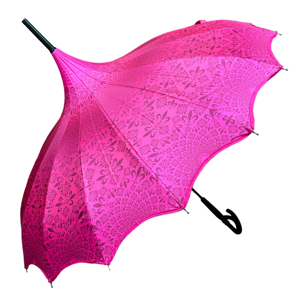 Pink Scalloped Edge Boutique Patterned Pagoda Umbrella