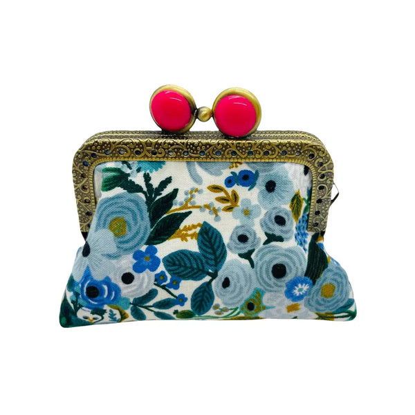 Blue Skies w/ Hot Pink Mini Clutch Coin Purse