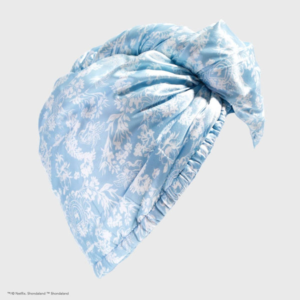 Bridgerton Toile De Blue Satin Wrapped Hair Towel