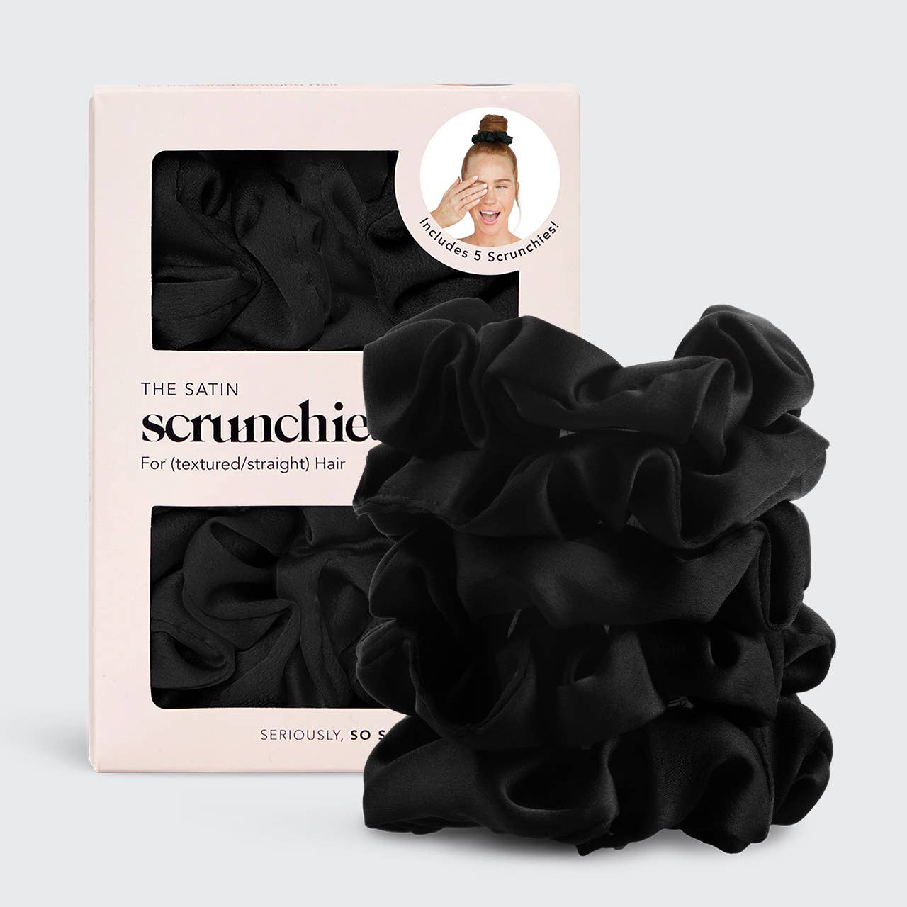 Black Satin Sleep Scrunchies 5pc Set