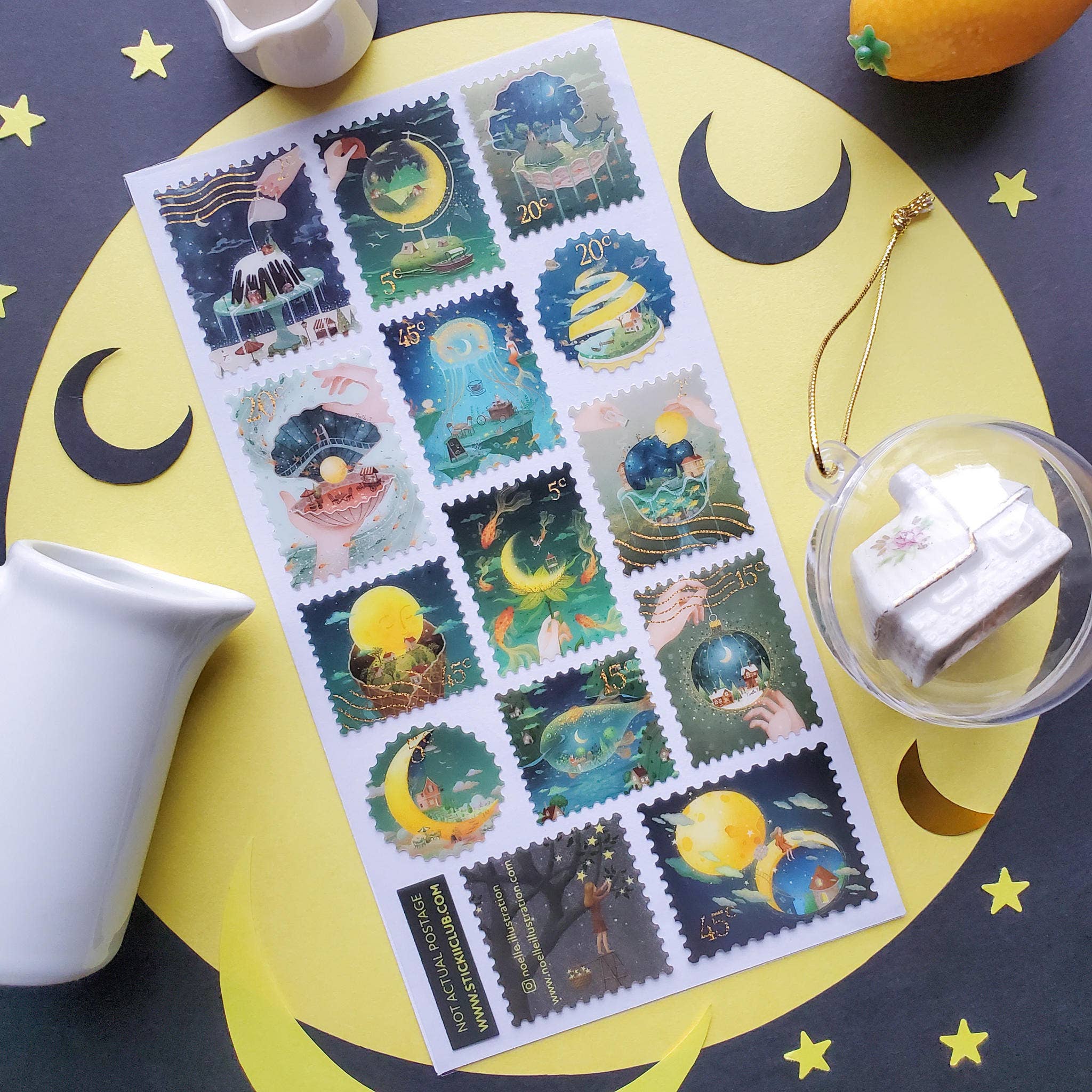 Radiant Moon Stamps Sticker Sheet