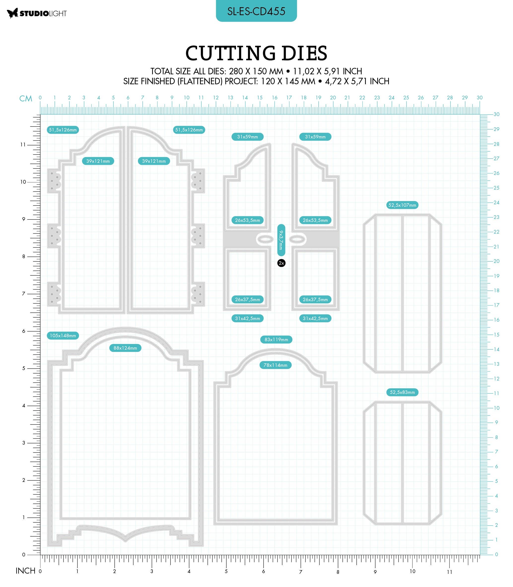 SL Cutting Dies 3D Closet Card Shape Essentials 280x150x1mm 18 PC nr.455