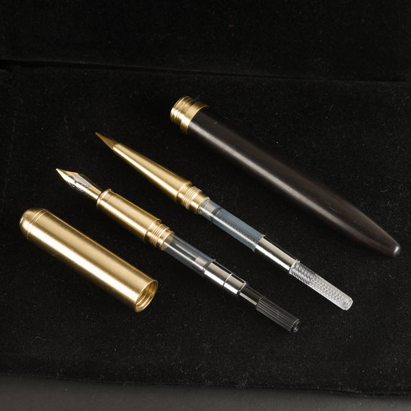 Wooden 2-in-1 Fountain Pen with Calligraphy Brush Insert