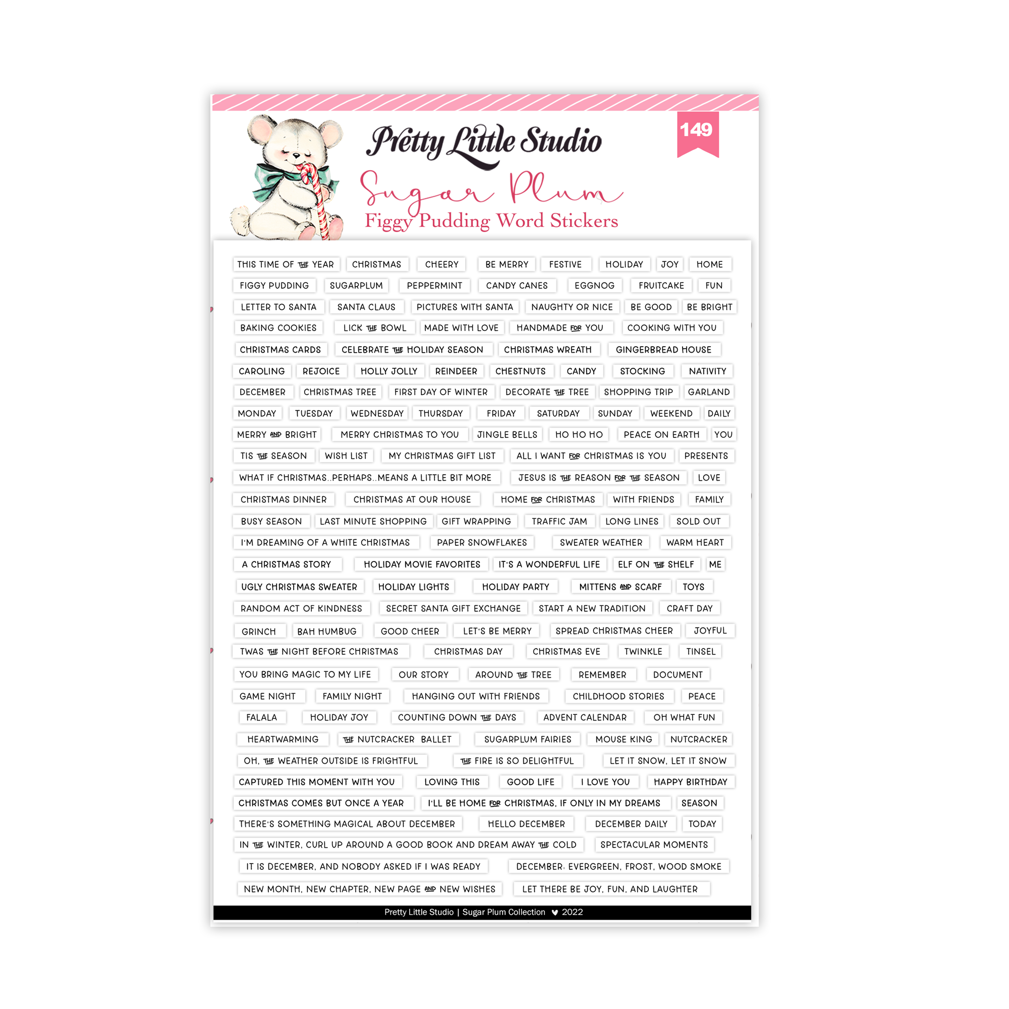 Figgy Pudding White Christmas Words Sticker Sheet