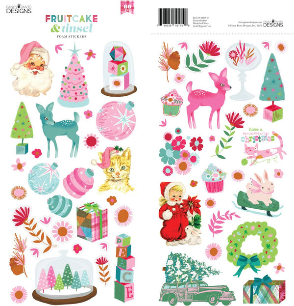 Fruitcake & Tinsel Foam Stickers