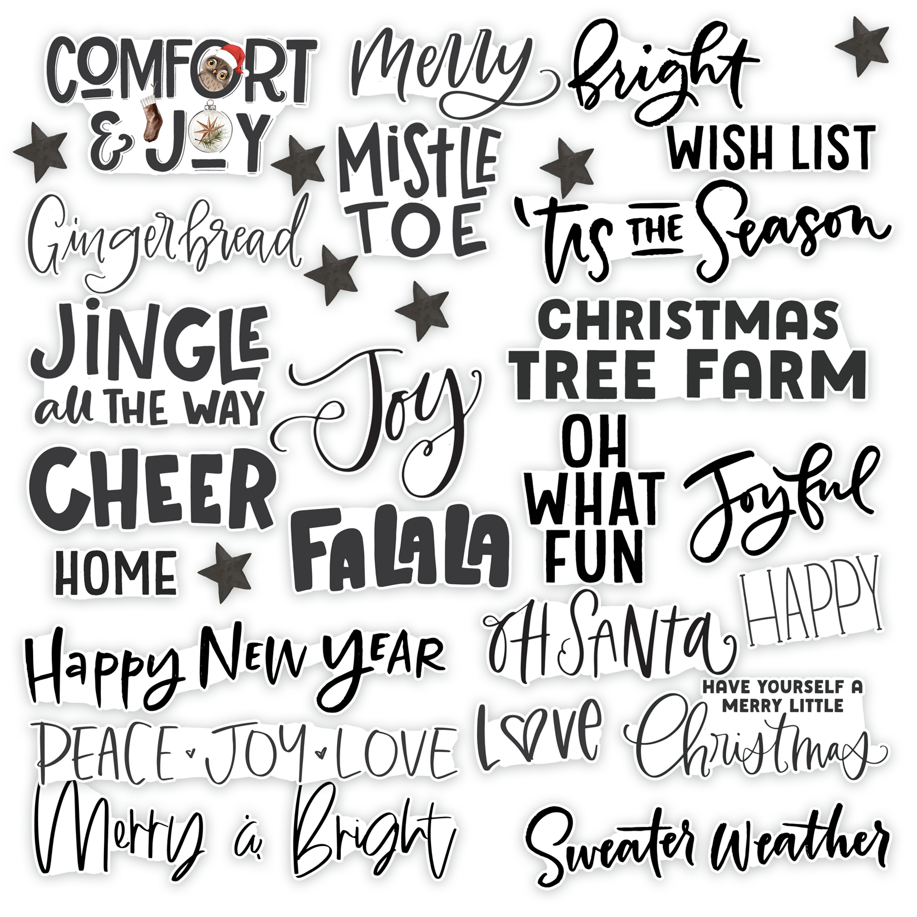 Jingle Christmas Word Title Ephemera | Comfort & Joy