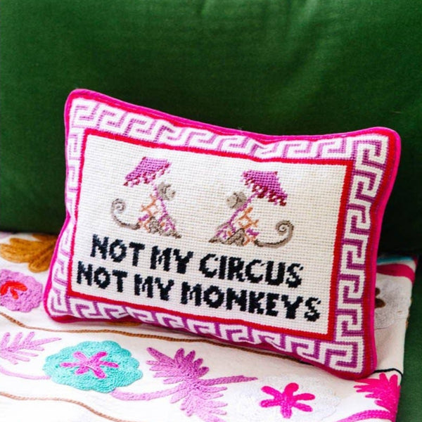 Not My Circus Needlepoint Throw Pillow