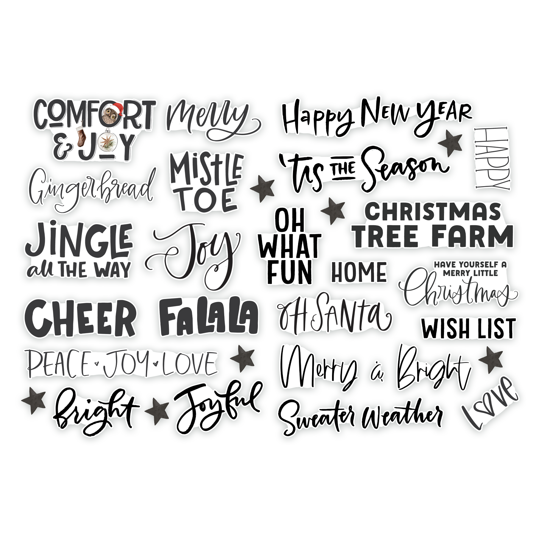 Jingle Christmas Word Title Ephemera | Comfort & Joy