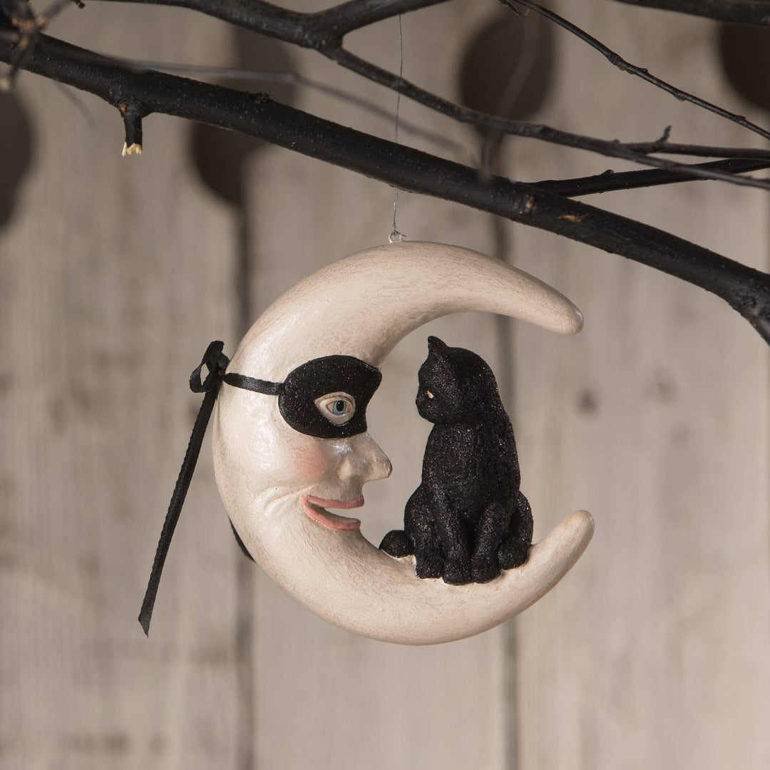 Hallow’s Eve Cat on Moon Ornament