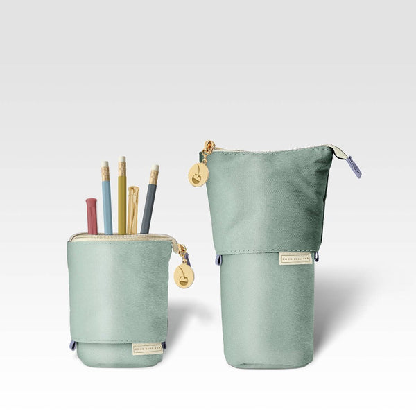 Seafoam Green Metallic Luxe Standing Pencil Pouch