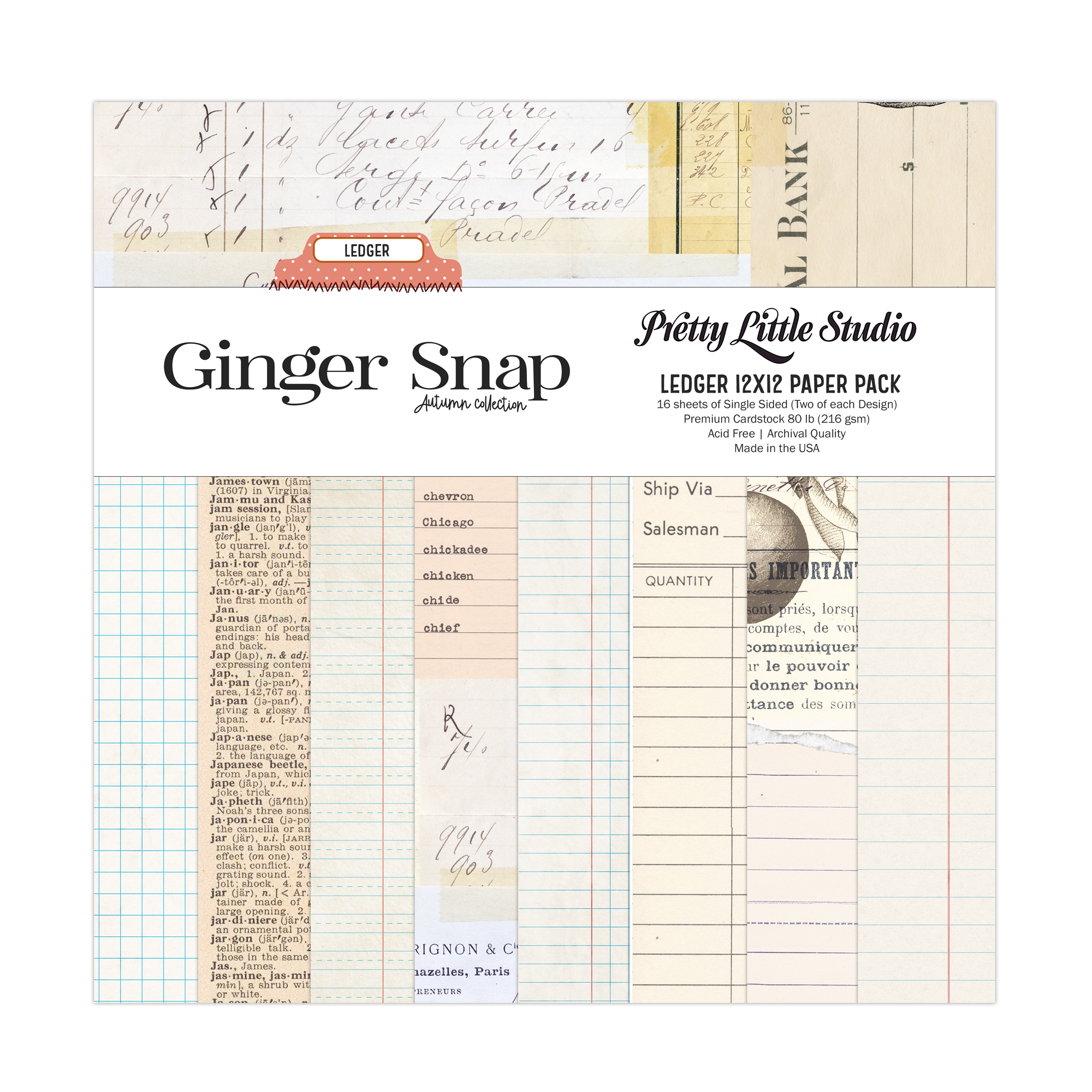 Ginger Snap Ledger 12x12 Single Sided Paper Pack