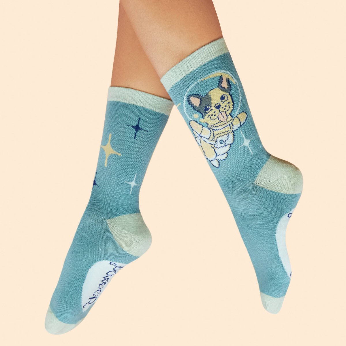 Frenchie in Space Ankle Socks