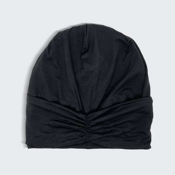 Black Sleep Beanie with Satin Lining