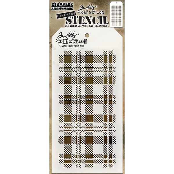 Plaid Layered Slimline (4x8.5) Stencil | Tim Holtz