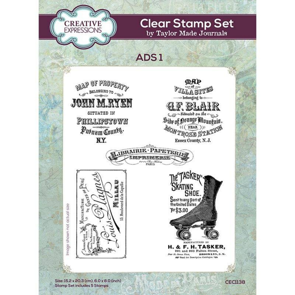 Ads 1 | 6x8 Clear Stamp Set | Taylor Made Journals