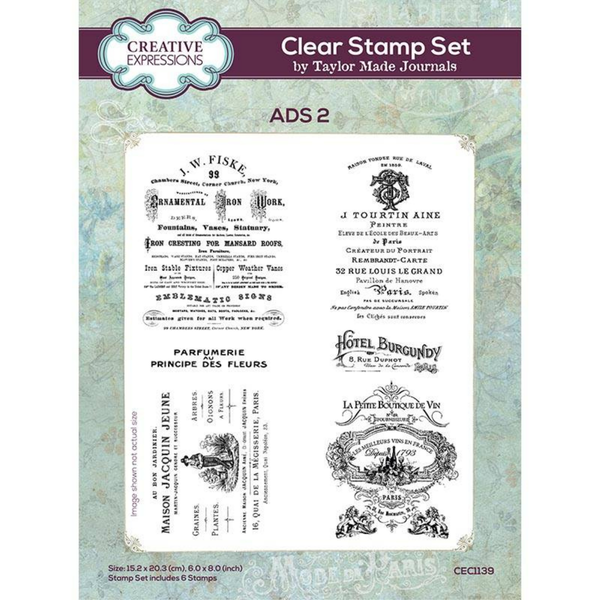 Ads 2 | 6x8 Clear Stamp Set {retired} | Taylor Made Journals